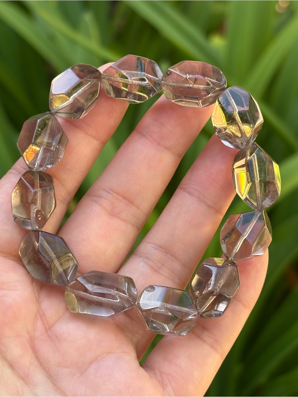 12mm Clear Faceted Smoky Quartz Bracelet 2614 - Picture 6 of 7